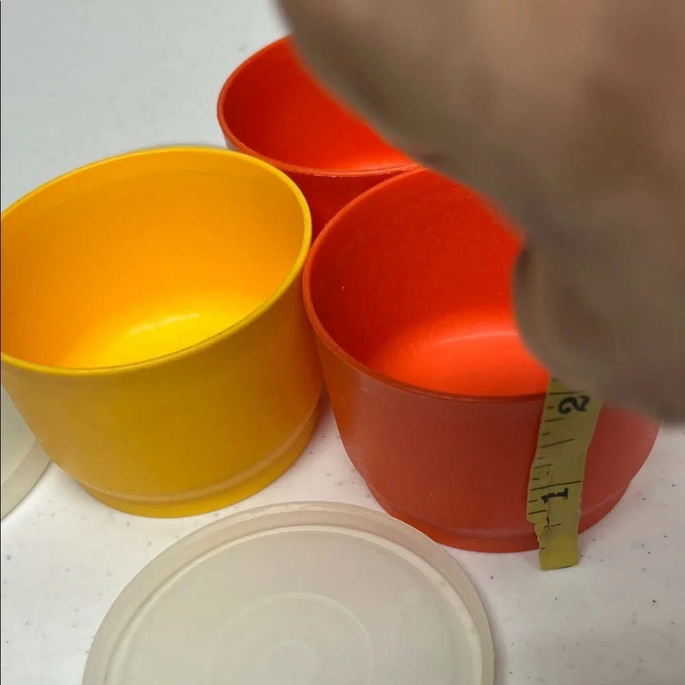 Vintage Tupperware Set of Three Colorful Snack cups